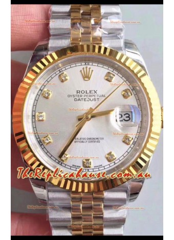 Rolex Datejust 41MM Cal.3135 Movement Swiss Replica Watch in 904L Steel Two Tone Casing Gold Dial