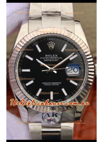 Rolex Datejust 41MM Cal.3135 Movement Swiss Replica Watch in 904L Steel Casing Black Dial