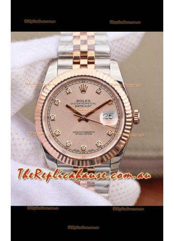 Rolex Datejust 41MM Cal.3135 Movement Swiss Replica Watch in 904L Steel Two Tone Champange Dial