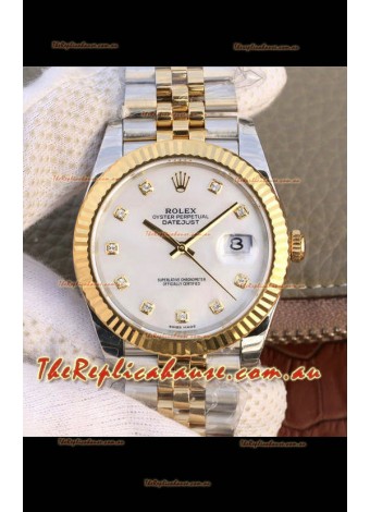 Rolex Datejust 41MM Cal.3135 Movement Swiss Replica Watch in 904L Steel Two Tone Pearl Dial