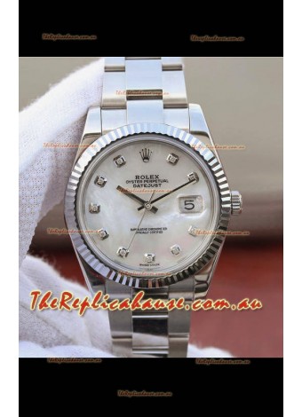 Rolex Datejust 41MM Cal.3135 Movement Swiss Replica Watch in 904L Steel Pearl Dial