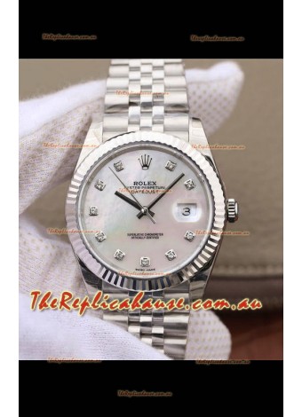 Rolex Datejust 41MM Cal.3135 Movement Swiss Replica Watch in 904L Steel Pearl Dial