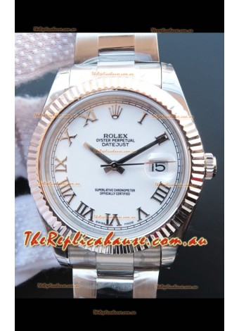 Rolex Datejust 41MM Cal.3135 Movement Swiss Replica Watch in 904L Steel Roman White Dial