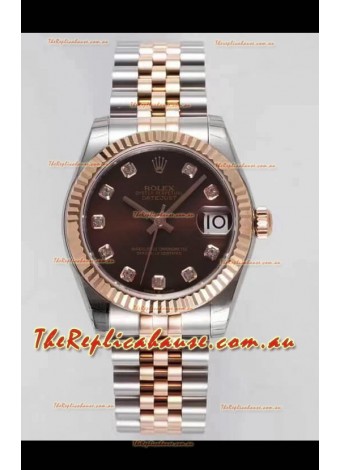 Rolex Datejust 31MM Cal.3135 Movement Swiss Replica Brown Dial Jubilee Strap - Ultimate 904L Steel Watch
