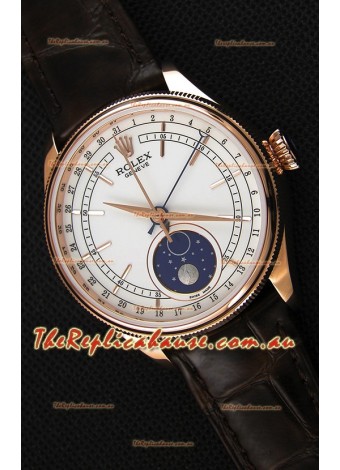 Rolex Cellini Moonphase Rose Gold REF# 50535 Swiss Replica Watch 