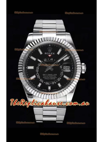 Rolex Sky-Dweller REF# 326934 Black Dial Timepiece in 904L Steel Case 1:1 Mirror Replica