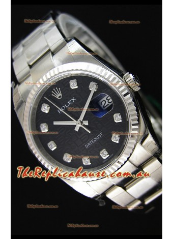 Rolex Datejust Japanese Replica Watch - Black Dial in 36MM with Oyster Strap