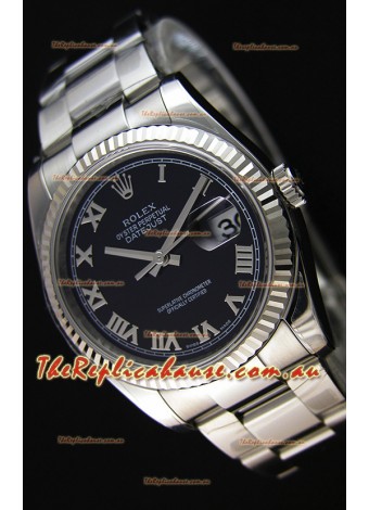 Rolex Datejust Japanese Replica Watch - Black Dial in 36MM with Oyster Strap