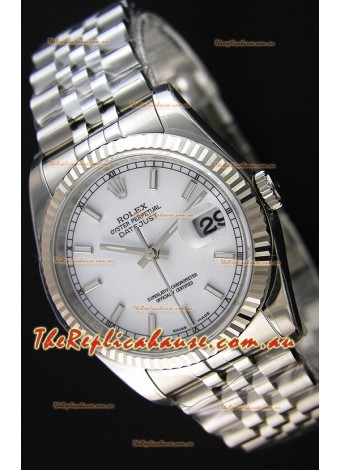 Rolex Datejust Japanese Replica Watch - White Dial in 36MM with Jubilee Strap