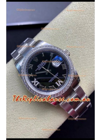 Rolex Datejust 36MM Swiss 1:1 Mirror Replica in 904L Black Dial