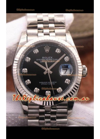 Rolex Datejust 126234 36MM Swiss Replica in 904L Steel in Black Dial 1:1 Mirror Replica
