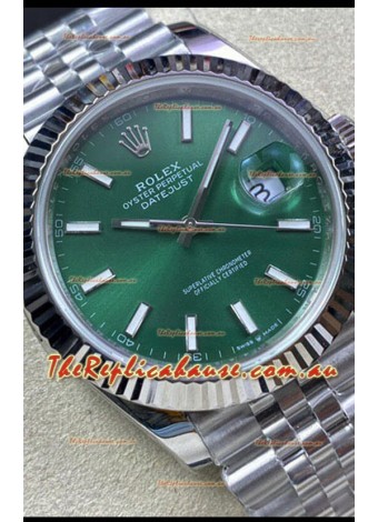 Rolex Datejust 41MM 126334 Swiss Replica in 904L Steel in Green Dial - 1:1 Mirror Replica