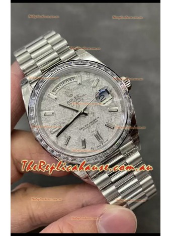 Rolex Day Date Presidential Stainless Steel Meteorite Dial Watch 40MM - 1:1 Mirror Quality