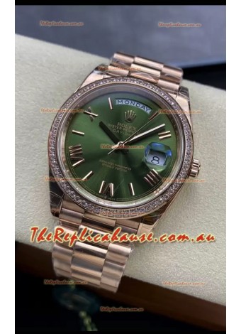 Rolex Day Date Presidential 18K Rose Gold Watch 40MM - Olive Green Dial 1:1 Mirror Quality