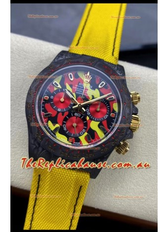 Rolex Daytona DiW Military Yellow Edition Watch - Forged Cabon Casing 1:1 Mirror Replica
