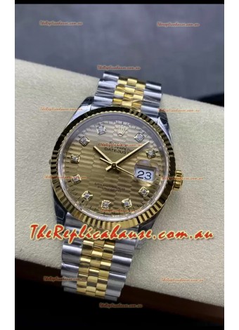 Rolex Datejust Cal.3235 Movement 1:1 Mirror Replica 904L Steel 36MM - Gold Fluted Motif Dial
