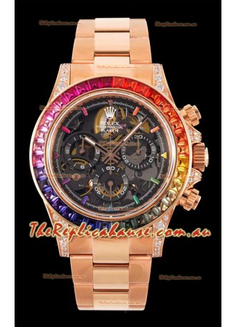 Rolex Daytona Blaken Gold 1:1 Swiss Mirror Replica Skeleton Dial Cal.4130 Movement
