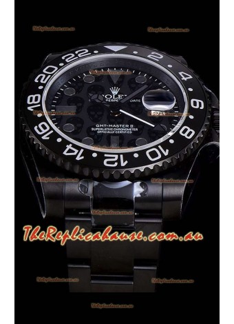 Rolex GMT Swiss "Titan Revenge" All Black Swiss Replica Watch Swiss ETA 3186 Movement 