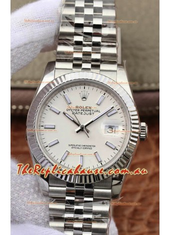 Rolex Datejust 36MM ETA-3135 Movement Swiss Replica in 904L Steel in White Dial 