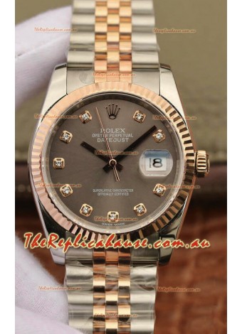 Rolex Datejust 36MM ETA-3135 Movement Swiss Replica in 904L Two Tone Brown Dial
