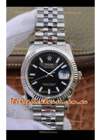 Rolex Datejust 36MM ETA-3135 Movement Swiss Replica in 904L Steel in Black Dial 