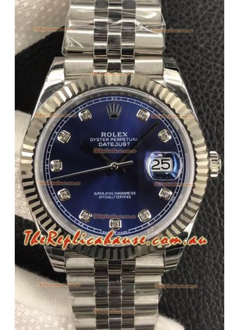 Rolex Datejust 36MM ETA-3135 Movement Swiss Replica in 904L Steel in Blue Dial 