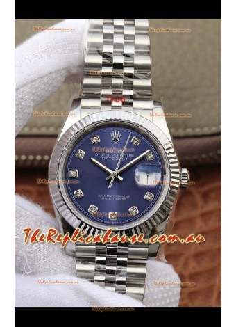 Rolex Datejust 36MM ETA-3135 Movement Swiss Replica in 904L Steel in Blue Dial 