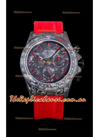 Rolex Daytona DiW Edition "All Black/Red" Forged Cabon Casing 1:1 Mirror Replica