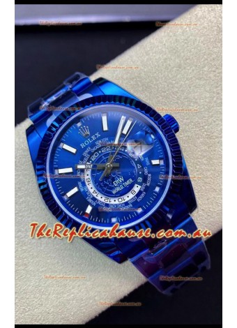 Rolex SkyDweller Swiss Watch in Blue PVD Coated Case - DIW Edition Blue Dial