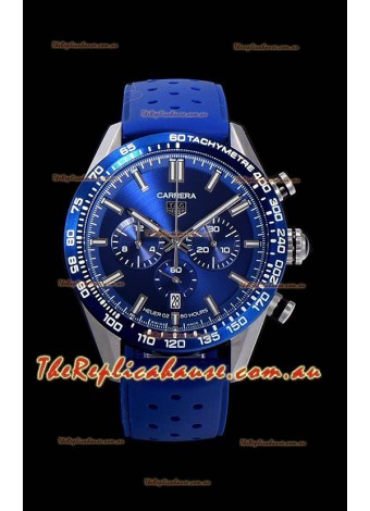 Tag Heuer Carrera Swiss Quartz Movement Replica Watch in Blue Dial - Blue Rubber Strap