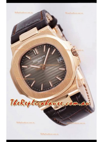 Patek Philippe Nautilus 5711/1R 1 1:1 Mirror Replica Watch in Brown Dial Rose Gold