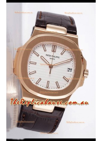 Patek Philippe Nautilus 5711/1R 1 1:1 Mirror Replica Watch in White Dial Rose Gold