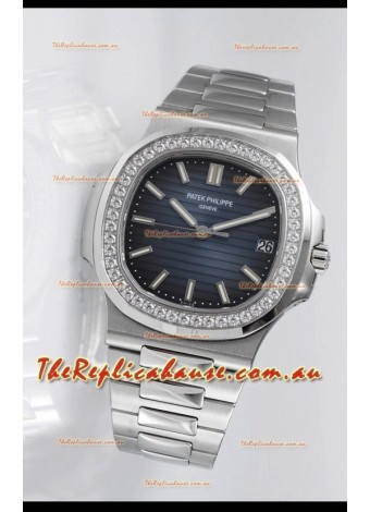 Patek Philippe Nautilus 5711 Swiss Replica Watch - 1:1 Mirror Quality with Diamonds Bezel