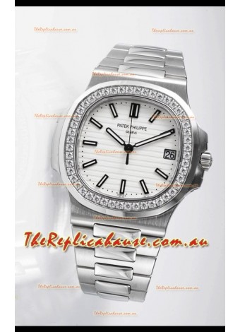 Patek Philippe Nautilus 5711 Swiss Replica Watch - 1:1 Mirror Quality with Diamonds Bezel