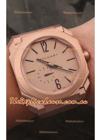 Bvlgari Octo Finissmo Edition 1:1 Mirror Replica Rose Gold Sandblasted Ceramic Casing and Strap 