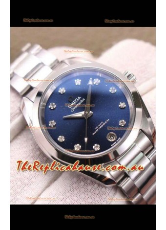 Omega Seamaster Aquaterra 150M 34MM Swiss Replica Watch in Blue Dial