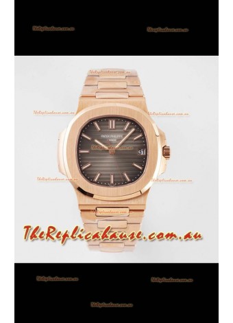 Patek Philippe Nautilus 5711/1R-001 1:1 Mirror Replica in 904L Steel Rose Gold Brown Dial