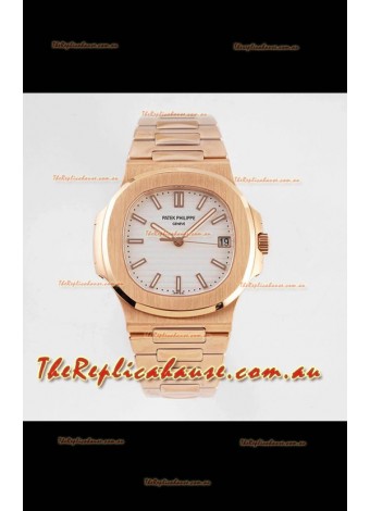 Patek Philippe Nautilus 5711/1R-001 1:1 Mirror Replica in 904L Steel Rose Gold White Dial