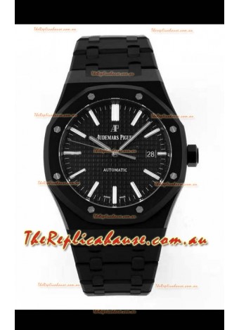 Audemars Piguet Royal Oak PVD Coated Swiss Replica Watch 3120 Swiss Movement - Black Dial 