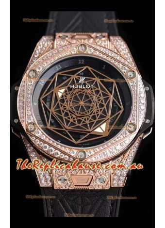 Hublot Big Bang Sang Bleu 45MM Stainless Steel Diamonds Edition Swiss Replica Watch