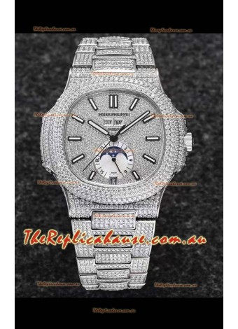 Patek Philippe Nautilus 5726A 1:1 Mirror Swiss Watch - Diamonds Casing/Dial