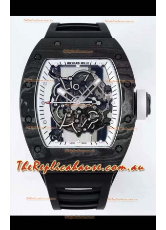 Richard Mille RM055 Forged Carbon Casing 1:1 Mirror Replica Watch in Black Strap 