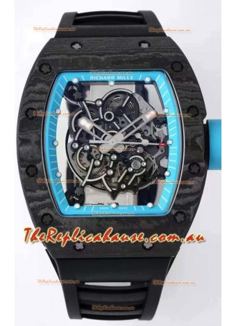 Richard Mille RM055 Forged Carbon Casing 1:1 Mirror Replica Watch in Black Strap 
