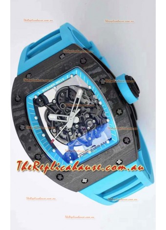 Richard Mille RM055 Forged Carbon Casing 1:1 Mirror Replica Watch in Blue Strap 