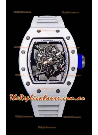 Richard Mille RM055 Ceramic Casing 1:1 Mirror Replica Watch in White Strap 