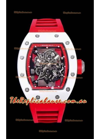Richard Mille RM055 Ceramic Casing 1:1 Mirror Replica Watch in Red Strap 