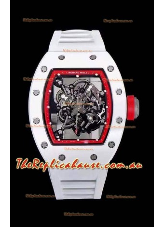 Richard Mille RM055 Ceramic Casing 1:1 Mirror Replica Watch in White Strap 