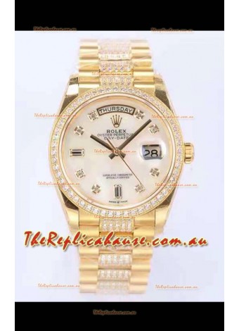 Rolex Day Date Presidential 18K Yellow Gold Watch 36MM - White Pearl Dial 1:1 Mirror Quality Watch