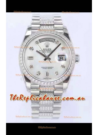 Rolex Day Date Presidential 904L Steel 36MM - White Pearl Dial 1:1 Mirror Quality Watch