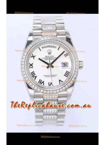 Rolex Day Date Presidential 904L Steel 36MM - White Roman Dial 1:1 Mirror Quality Watch